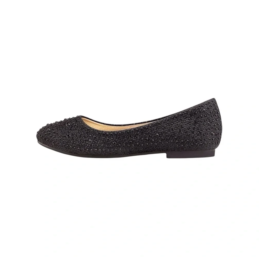 Dream Pairs Girls MUY-SHINE Flats Black Glitter Slip On Flats Size-4 NIB